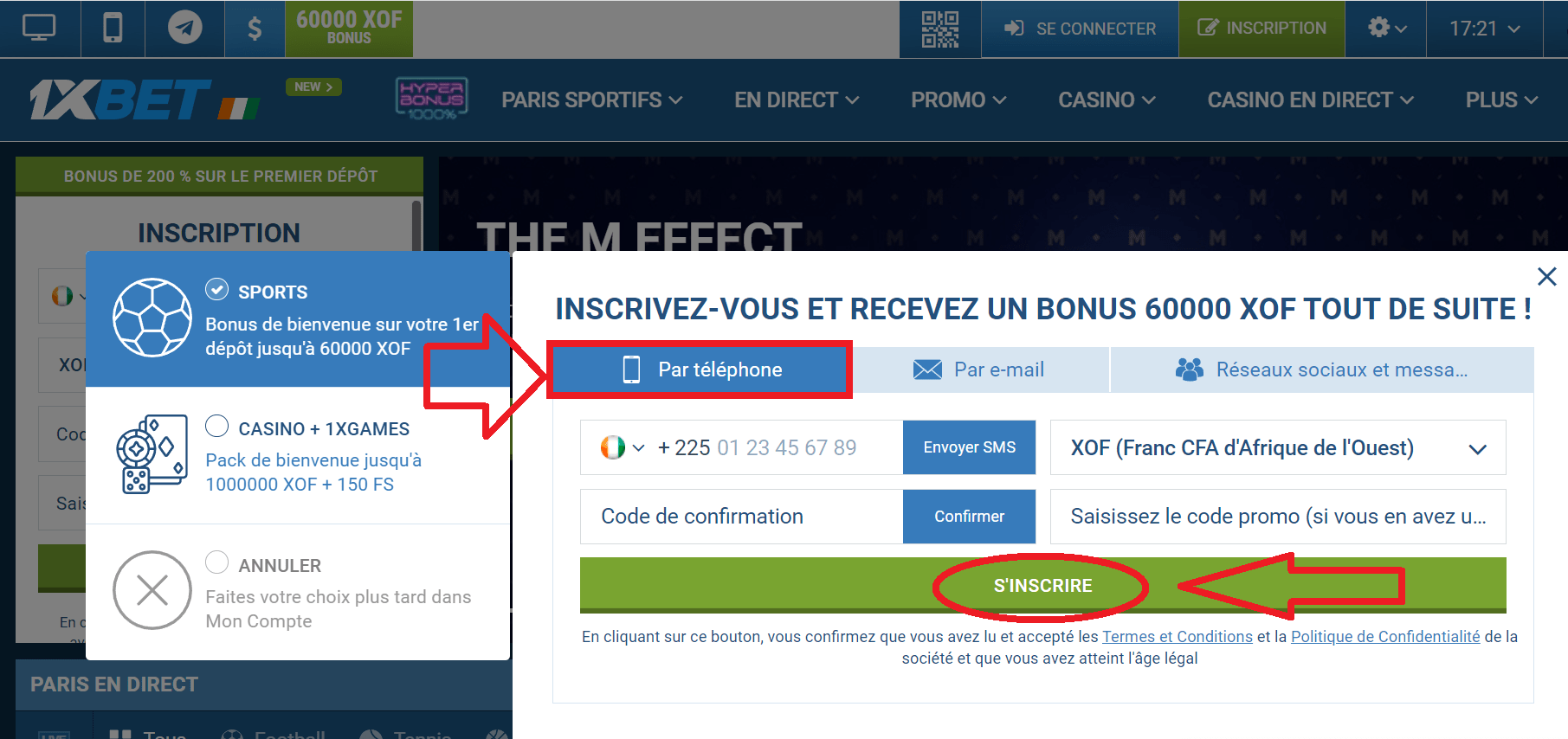 1xBet pour les débutants après inscription