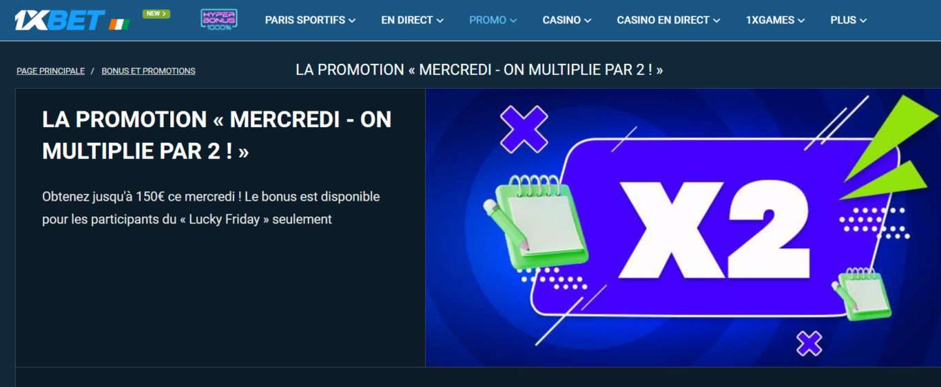 Codes promo avec 1xBet bonus pour le nouveau joueur